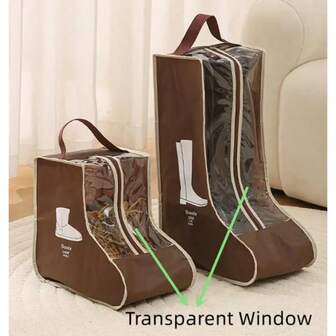 2pcs Portable Shoe Bags - Transparent Plastic Boot Storage Bags, Suitable For Sneakers, Flats And High Heels, Dust-Proof Travel Shoe Covers With Handles, Machine Washable, Fit For 2 Pairs Of Short Boots And Tall Boots, Shoe Organizer Bags, Luggage And Travel Essentials, Shoe Bags, Luggage And Travel Essentials, Shoe Organizer Bags, Luggage And Travel Essentials, Shoe Organizer Bags, Shoe Bags Travel, Travel Shoe Bags