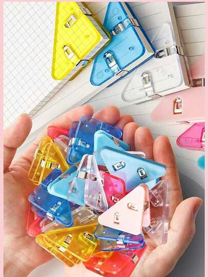 5 piezas de Clips Triangulares Transparentes, Carpeta Colorida Multifuncional Creativa, Adecuada para Organizar Facturas de Oficina, Documentos, Papelería, Notas, Papeles, etc. De Vuelta a la Escuela, De Vuelta a la Escuela, Útiles Escolares