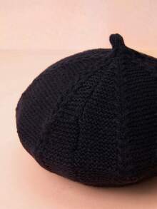 Hatastic Boina feminina vintage estilo britânico, gorro de lã tricotado estilo pintor literário, gorro de inverno versátil e quentinho, presente casual streetwear para festivais de música. - Preto - Ver 5