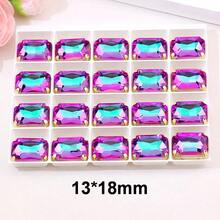 玻璃水晶，祖母绿彩虹色多形状，20颗/包，50颗/包，金色金属爪镶，闪亮手工缝制水晶水钻装饰珠，平底DIY配件，缝制水钻，用于装饰衣服、连衣裙、包包、鞋子、胸针、耳环、手工艺品。 - 彩色 - 查看 22