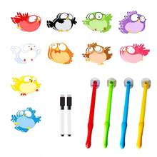 hoojojo 10 Peças de Cartões de Apagamento à Seco Dupla Face, 10 Cores, Cartões Ilustrados em Forma de Pássaro, Cartões DIY Escrevíveis, Ferramentas de Prática de Escrita Manual, Jogos de Soletração, Materiais Didáticos Interativos, Suprimentos de Aprendizagem Montessori, Atividades em Sala de Aula, Aprendizagem em Casa, Papelaria de Volta às Aulas