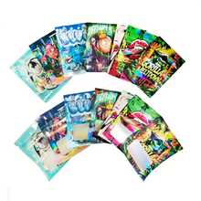 100个可重复使用可密封铝箔袋 - 1克/0.035盎司，可折叠拉链袋，彩色设计，耐用聚酯纤维材质，适用于糖果、小物件、礼品包装和收纳，可重复使用拉链袋，礼品包装，鲜艳印花，轻便材质，小型企业适用 - 彩色 - 查看 3