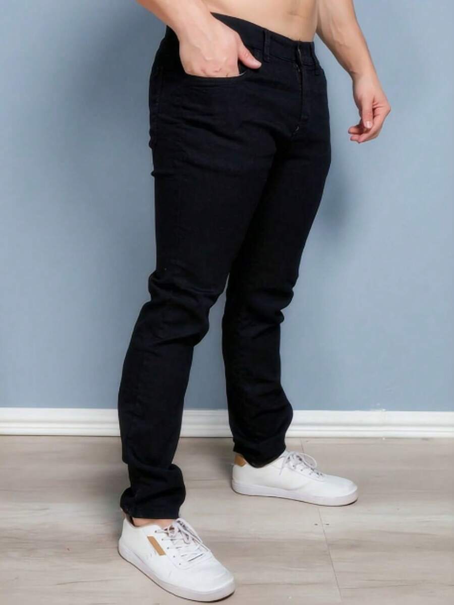 Estone Men's Skinny Jeans With Elastane - 黑色 - 查看 1