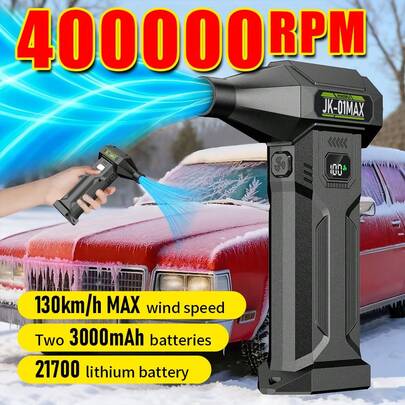 Sladdlös kraftfull turbofläkt, borstlös motorturbofläkt, uppladdningsbart typ-C-batteri med lång drifttid, lämplig för dammtorkning, grillning, hemdatorhöljen, tangentbord, bilvindrutor, lövblåsning, snöröjning, oumbärlig för bilägare, trädgårdsunderhåll, trädgårdsredskap, handhållna enheter, lättviktsfläkt, hållbart batteri, kraftfull fläkt, multifunktionsfläkt, trädgårdsmästare, bilentusiaster