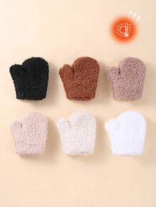 6 Pairs Of Baby Magic Elastic Gloves, Soft Knitted Finger Gloves For Female Babies, Winter Knitted Gloves For Male Babies