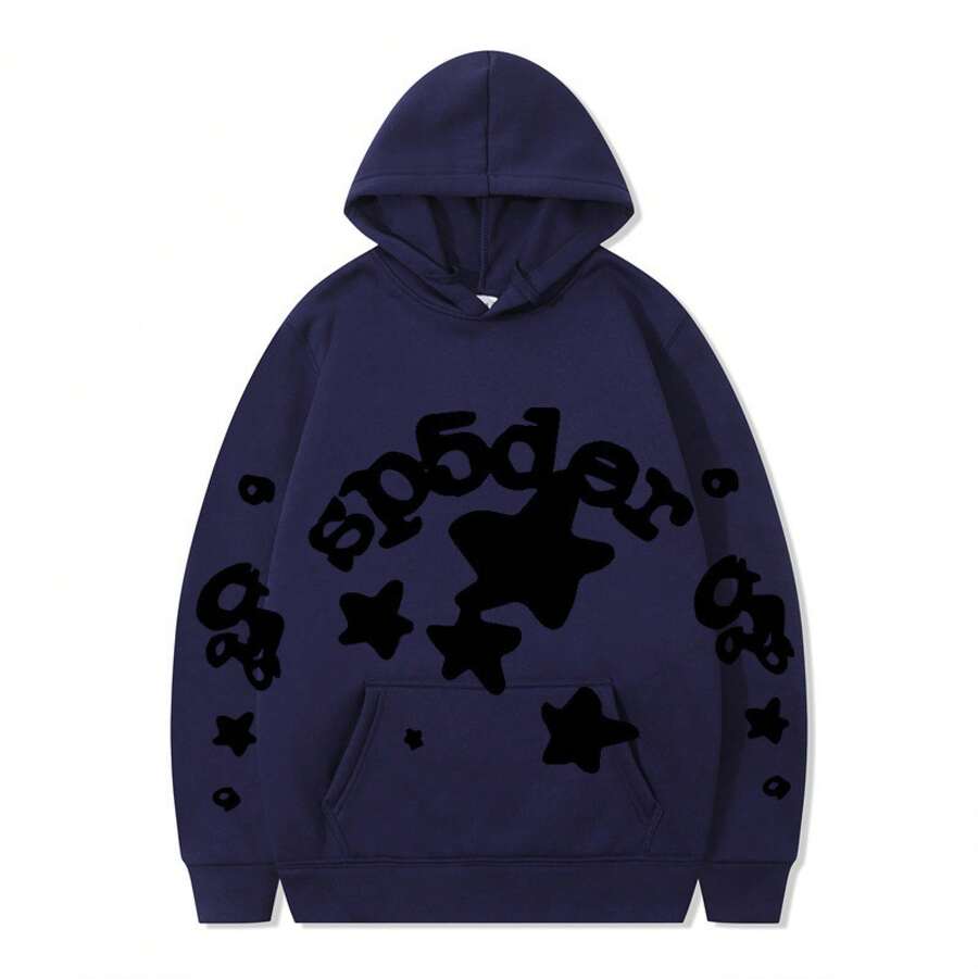 SPSDER Letter Hoodie Couple Spider Web Sweatshirt Top Sweatshirt - 9 - Xem 1