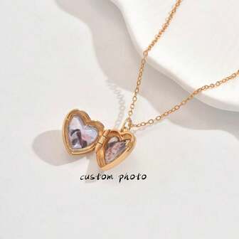 Custom Photo Personalised Small Locket Necklace With Photo, Heart Locket Necklace, Memorial Jewelry, Bridesmaid Gifts, Christmas Gift, Gift For Her