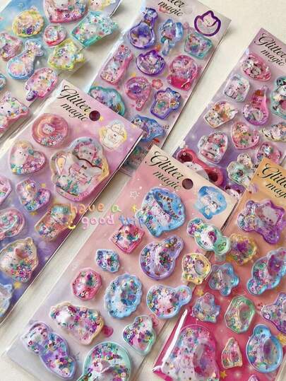 3D Animated Shaking Stickers, Water-Filled Non-Adhesive Stickers, Decorative Stickers For Scrapbooking, Small Gifts, Rewards, Shaking Stickers, Decorative Small Gifts