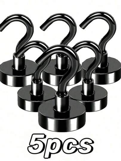 1/3/5/10pcs Heavy Duty Magnetic Hooks, Super-Strong Neodymium Magnets For Reliable Hanging, Versatile Magnetic Hooks For Cruise Cabin Organization, Outdoor Camping Gear, BBQ Grill Setup, Kitchen Cabinet And Pantry Storage, Fridge Door Mount, Metal Wall Decor And Tooling, Garage Workspace Decluttering, Durable Fit For Everyday Use, High-Load Capacity, Seamless Metal Surface Attachment, Rust-Resistant Finish, Multi-Scenario Utility, Quick Access Storage Solutions For Home And Travel