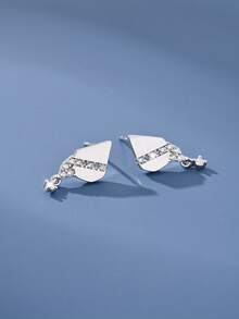 1 par de pendientes de botón geométricos minimalistas y elegantes chapados en plata de ley 925 y oro de 14 quilates para mujeres