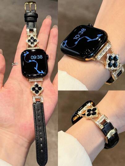 New Plum Blossom Leather Strap Band Compatible With 38/40/41/42/44/45/46/49mm Compatible With Apple Watch Strap Watch Band Ultra/S11/S10/9/8/7/6/5/4/3/2/1,Watches For Women Applewatch Band Women