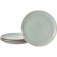 Light Sage Green 10 Inch Stoneware Dinner Plates Set Set Of 4 Microwave And Dishwasher  For Main Course Steak Pasta - Sage - View 1