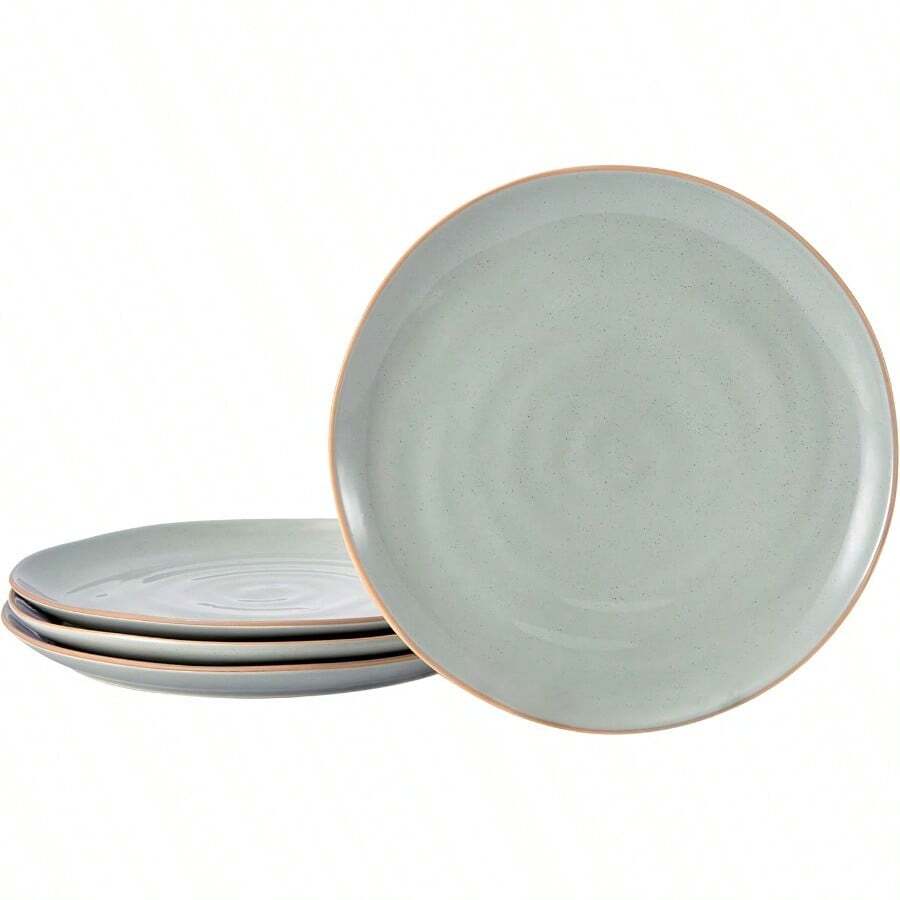 Light Sage Green 10 Inch Stoneware Dinner Plates Set Set Of 4 Microwave And Dishwasher For Main Course Steak Pasta - Sage - View 1