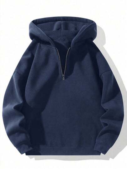 （秋冬）男友风男士必备半拉链卫衣，印花纯色时尚休闲卫衣，适合健身、跑步、锻炼、露营、拳击、骑行、户外运动，保暖秋季上衣，送给女友/男友的绝佳礼物