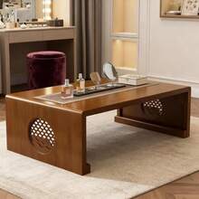 Folding Coffee Table, Without Assembly, Japanese Floor Table, Foldable, Unique And Portable Japanese Style Low Tea Table, Bamboo Low Table Is Suitable For Tatami Home Decoration In Living Room, Dining Room And Tea Room - 胡桃木 - 查看 5