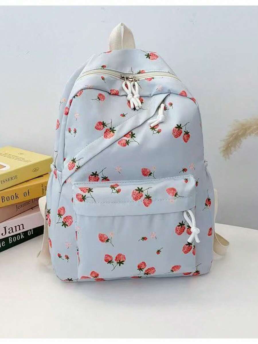 Cute Strawberry Pattern Backpack, Large Capacity, Durable, Back To School Backpack For Students - Multicolor - View 1