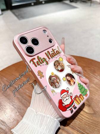1 Stück anpassbares 3-Foto Weihnachts-Familien-/Paar-/Haustier-kreatives Handyhülle, kompatibel mit Samsung S24 Ultra/S25 Ultra und Apple 17 ProMax/16 ProMax/15 Pro/14 Plus/13 Pro/12 Pro Max/11/Xs Max/8/7/6 Plus, perfektes Geschenk für Freund/Freundin