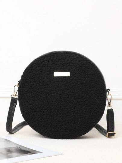 New Autumn And Winter Fashion With Lamb Wool One-Shoulder Crossbody Round Bag, Suitable For Daily Use Of Women, Including Girls, Female College Students And White-Collar Workers. It Is Suitable For Work And Is A Classic Round Single-Shoulder Crossbody Bag, Perfect For The Back-To-School Fashion