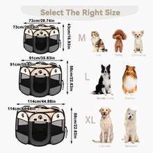 1 Folding Octagonal Pet Enclosure Tent - Scratch-Resistant Oxford Cloth, Open Top Design, Spacious Indoor/Outdoor Portable Cage For Cats, Dogs, Puppies, And Other Small Animals, Easy To Store, Travel-Style Pet House, Traditional Style Protective Mesh Panel. - Màu xanh lam - Xem 2