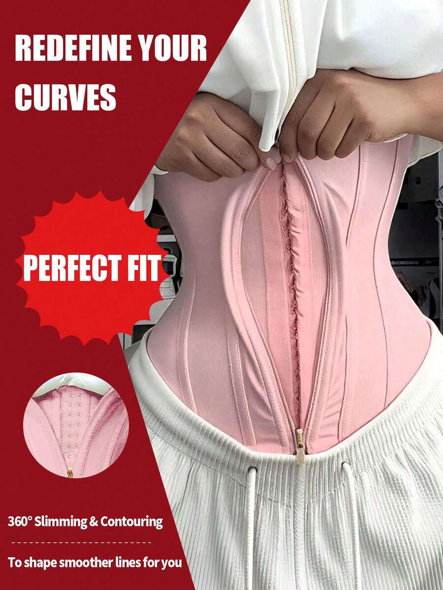 Women Tummy Control Waist Slimming Belt Weight Loss Waist Trainer Body Shaper Corset Belly Sheath Tummy Trimmer Cincher Sports - 粉色 - 查看 1