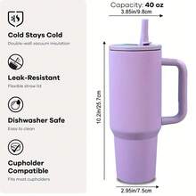 Thermal Mug With Spill-Proof Lid 1200ml With Foldable Straw | IMMEDIATE SHIPPING - Màu be - Xem 2