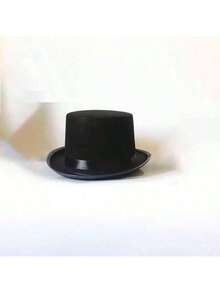 Classic Vintage Black Top Hat,Felt Texture,Durable Polyester Material,Solid Color Hard Top,Retro Formal Style,Suitable For Halloween,Steampunk Party,Formal Dance,Men's Formal Occasions,Cosplay Events,Retro Themed Gatherings - Multicolor - View 13