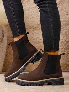 Bottines pour femmes, chaussures à enfiler, chaussures noires, bottes d'hiver, bottes noires, chaussures pour femmes, chaussures plates, nouvelles chaussures, bottines, chaussures pour femmes, talons - Taupe - Voir 6