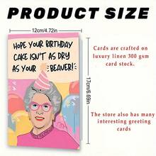 Funny Grandma Birthday Card With Envelope - "Hope Your Birthday Cake Isn't As Dry As Your Beaver!" Interesting Design, Suitable For Friends, Family And Classmates, 4.7 Inches X 6.7 Inches, Amusing Birthday Greeting Card - Multicolor - View 2