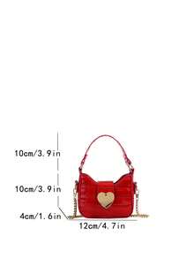 1 pezzo Mini borsa a spalla a forma di cuore con stampa coccodrillo - A - Visualizzare 3