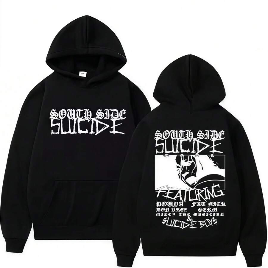 G59 Y2k Hoodies For Men Women Clothing Fashion Hip Hop Sweatshirts Vintage Harajuku Hooded Pullovers Streetwear - màu đen - Xem 1
