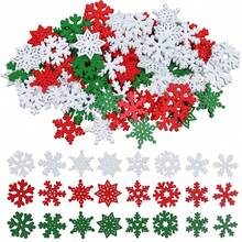 50/100 件/套迷你圣诞树雪花和星星木质五彩纸屑、圣诞树装饰品、派对/桌布/中心装饰、婚礼、生日、礼物、圣诞节 - 彩色 - 查看 8