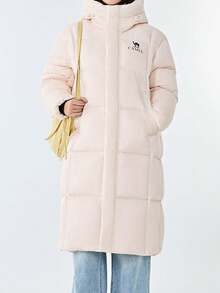 CAMEL CROWN Outdoor Thick Down Jacket, New Autumn And Winter Style, Women's Long Down Jacket With A Quilt-Like Design.