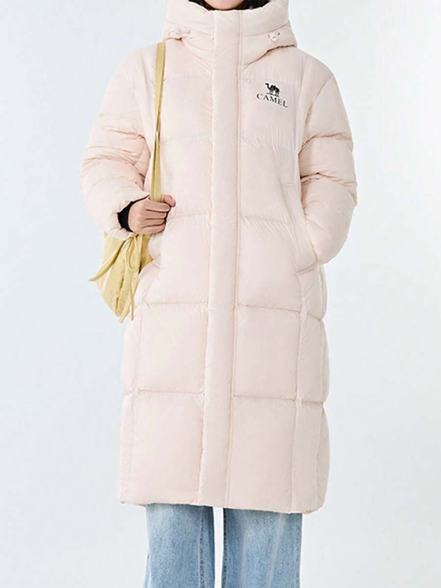 CAMEL CROWN Outdoor Thick Down Jacket, New Autumn And Winter Style, Women's Long Down Jacket With A Quilt-Like Design.