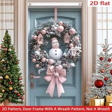 2D Christmas Snowman Door Banner, Christmas Decoration Door Cover, 35.43x70.87 Inches, Suitable For Indoor/Outdoor, Garden, Courtyard, No Electricity Required, Easy To Install And Clean, Xmas Holiday Decoration Christmas Decorations Home Christmas Gifts Christmas Decor - 1pc - View 3