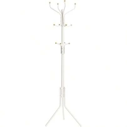 SONGMICS Metal Coat Rack Clothes Stand Hat Handbag Hanger 182 Cm Tall Hall Tree RCR19W Creamy White Ivory