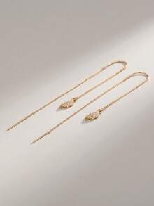 Nooxian 1 Cặp bông tai tua rua đính đá Zirconia hình lá thời trang tinh tế - vàng vàng - Xem 5