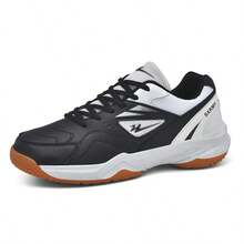 New Professional Badminton Shoes For Men And Women, Preppy Style, Fabric & Mesh Patchwork, Breathable & Durable, Suitable For All Seasons - Black - View 11