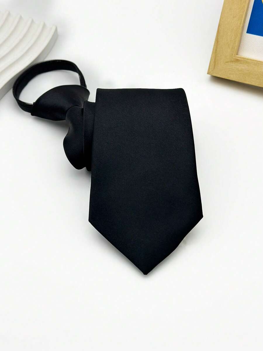 1 pieza Corbata sólida de 8cm para hombres, corbata negra lisa hecha a mano para boda, negocios, padrino