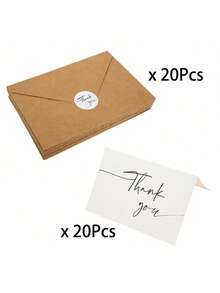 50/20-Pack Thank You Cards Bulk With Kraft Envelopes & Matching Stickers, 3.9x5.9 Inches, Minimalist Design | Perfect For Business, Weddings, Baby & Bridal Showers, Graduations & Funerals.