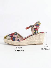 Women's Linen Rope Wedge Sandals, Casual Elastic Band Thick Bottom Shoes. Closed Toe Round Toe Hollow Breathable Platform High Heel Straw Woven Shoes, Fisherman Sandals With Crossed Elastic Velvet Linen Rope Wedge Sandals, Beach Bohemian Buckle Holiday Party - Nhiều màu - Xem 6