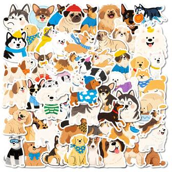 56张全新卡通狗狗贴纸，可爱手绘小狗涂鸦贴纸，适用于手机、冰箱装饰，防水贴纸