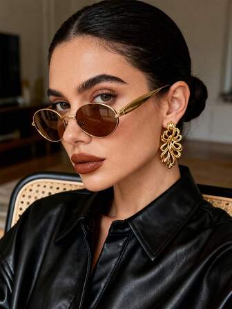 1 par moderiktiga glasögon med liten båge i retrostil för kvinnor, lämpliga för höst-/vinterutflykter, resor, strand, musikfestivaler och vardagsbruk