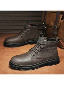 Men's Boots, High-Top, British Style Work Boots, American Retro Desert Motorcycle Outdoor Increased Height Military Boots, Autumn/Winter