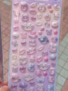 1pc Transparent Cartoon Decorative Sticker, Can Be Used To Decorate Stationery, DIY Notebooks - one-size - View 9