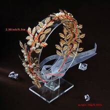 1pc Handmade Bridal Headband Headpiece, Faux Pearl & Gold Leaf Design, Wedding/Performance Accessory - Gold - View 2