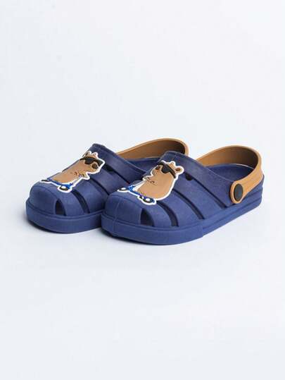 Babuche Infantil Menino Marinho com Tira Marrom Capivara de Patinete