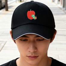 Black Apollo and Caterpillar Embroidery Baseball Cap, Fashion Accessories in the Corona Era snapback cap Duckville cap retro small head around unisex baseball cap Baseball cap graphic print low cap breathable sports low cap ball cap duck cap snapback fashionable large head around visual - ブラック - チェックする 2