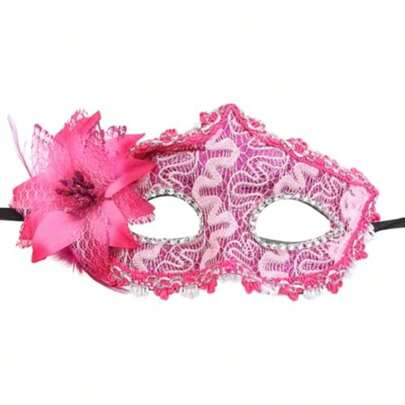 Halloween Lace Mask VenetianEye Mask For Women Half Face Masquerade Prom For Carnival Prom Dress Party Pink