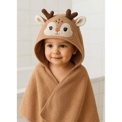 Toalha De Banho Bebe Infantil Felpuda Com Capuz 70x70cm