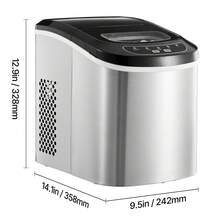 Máquina para hacer hielo de encimera, 9 cubitos listos en 6 minutos, 33 libras en 24 horas, máquina para hacer hielo portátil autolimpiante con pala y canasta para hielo, máquina para hacer hielo con 2 tamaños de balas de hielo para el hogar, la cocina, la oficina, el bar y la fiesta - Plateado - Ver 10